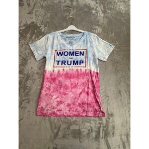 Southern Spirit‎ Women for Trump Tie Dye V Neck T Shirt M Blue Pink Cotton